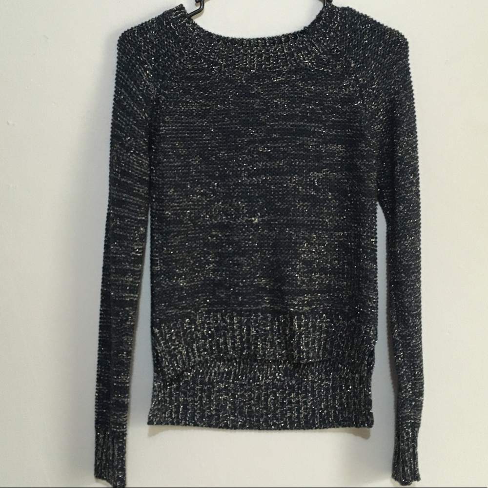 Papaya navy blue and gold knit sweater